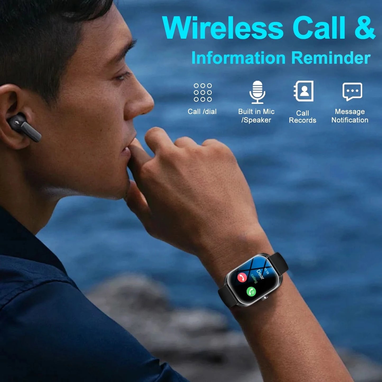Smart watch, can answer and make calls, has message reminders, compatible with Android and iPhone