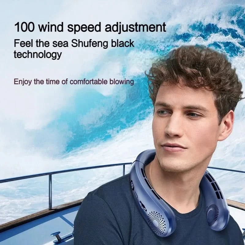 Neck Fan,Lightweight Wearable Fan, Low Noise 5 Speed Hands Free Fan, Hanging Headphone Design Sports Fan for Indoor & Outdoor