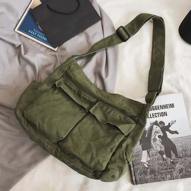 Women Vintage Handbag Canvas Teenager Shoulder Tote Bags Messenger Bags Ladies Casual Handbag Crossbody Purse - M & M Global