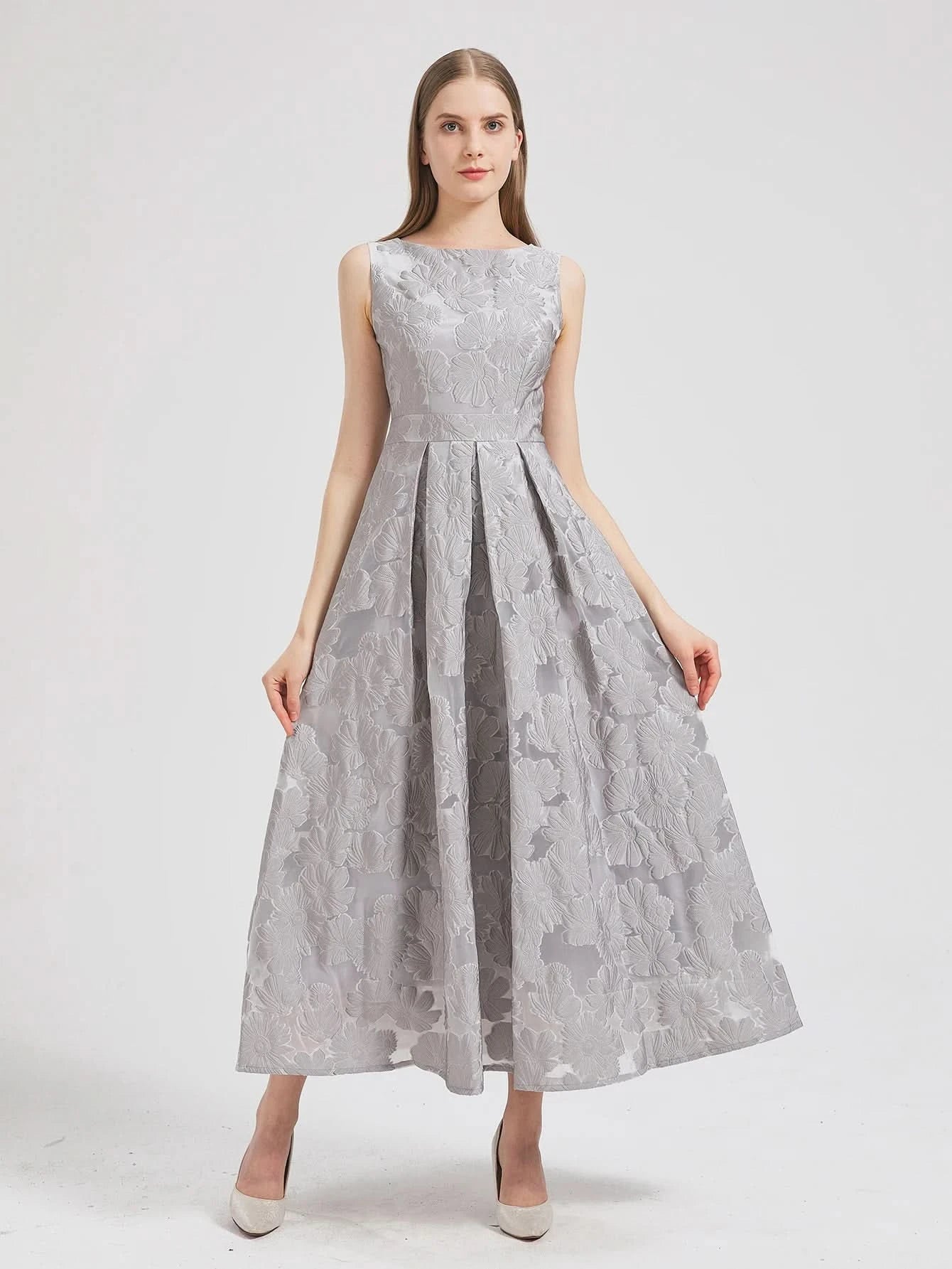 Women 2024 New Fashion Organza Flower Embroidery Elegant Long Dress Summer Sleeveless Dresses Lady Holiday Evening Prom Vestido - M & M Global