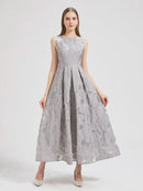 Women 2024 New Fashion Organza Flower Embroidery Elegant Long Dress Summer Sleeveless Dresses Lady Holiday Evening Prom Vestido - M & M Global