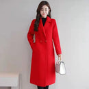 Plus Size Women's Mid-Length Woolen Coat 2025 Spring Autumn Slim Fit Woolen Coat Outerwear Pure Color Korean Casual Style But...