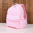 Ruffle Plaid Backpack Girl Pink/Blue Nylon For Women Outdoor Travel Weekend Book Schoolbags Back To School Gifts For Kids - M & M Global