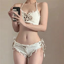 650 European and American hot girls sexy denim bikini women beach vacation summer split swimsuit strap small chest - M & M Global