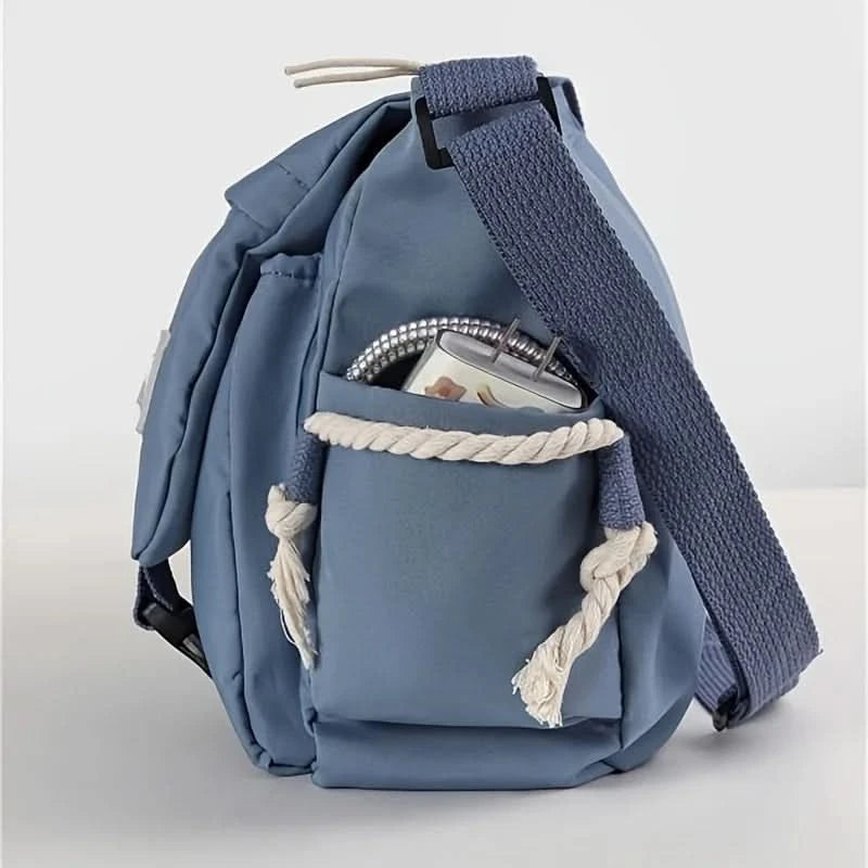Nylon Messenger Bag Men Shoulder Bag Trendy Men's Messenger Bag, Student School Bag, Solid Color Crossbody Bags for Men Handbag - M & M Global