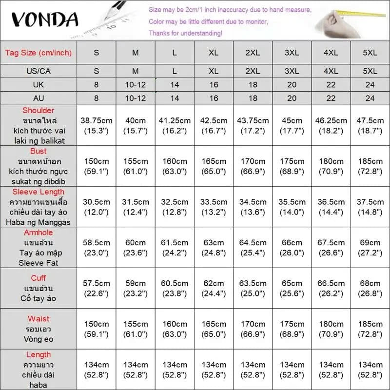 VONDA Plus Size 5XL Elegant Maxi Long Dress 2024 Fashion Satin Dress Sexy Printed Patchwork Bat-wing Sleeve Vestidos Ruffle Robe - M & M Global