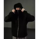 Men and women Balaclava Y2kGothic Harajuku winter new item double hooded sweatshirt men's hooded mask zipper sportswear