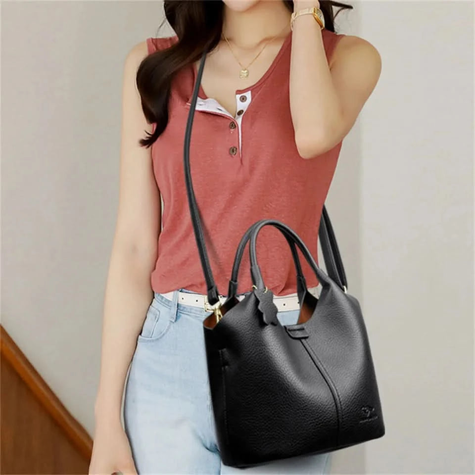 Soft Leather Handbags for Women Vintage Shoulder Bag Luxury Designer Ladies Large Capacity Bags Sac A Main - M & M Global