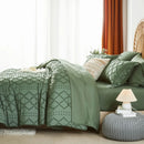 Tufted Boho Comforter Set - Farmhouse Shabby Chic Embroidery Bed Set, Soft Jacquard Comforter, Queen, King