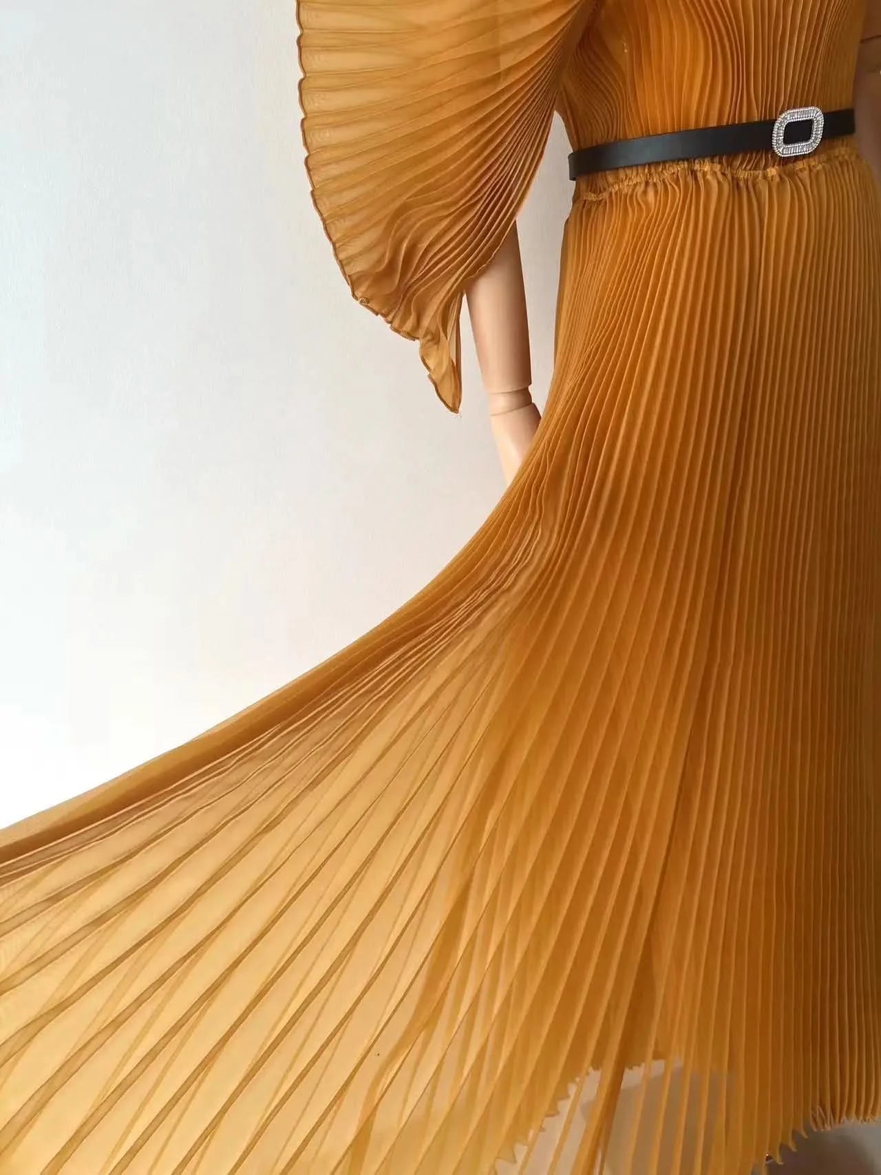 YUDX Pleated 2024 Fall New Handmade Pleated Women's Dresses Loose Plus Size Women's High Smocked Dress Long Dress - M & M Global
