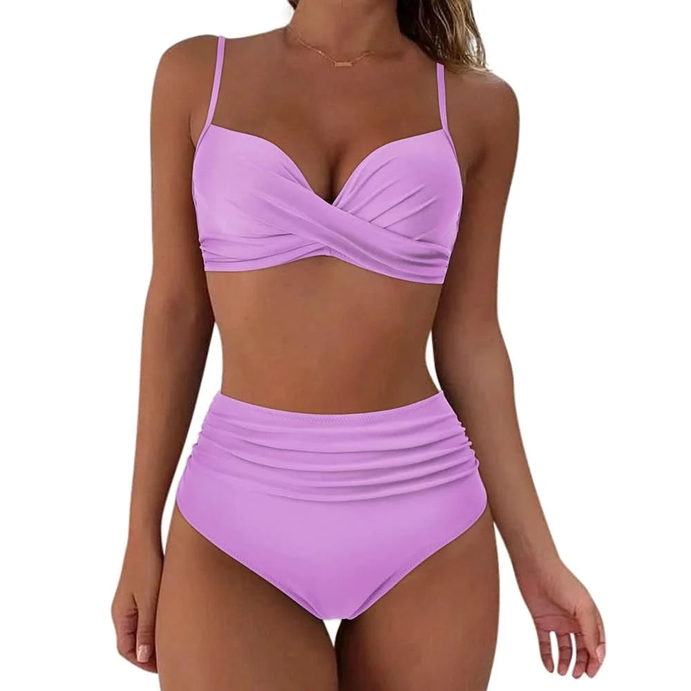 Vintage High Waist Bikinis 2025 Women Push Up Swimwear Printed Swimsuit Female Beachwear Summer Bathers Bathing Suit Swimming - M & M Global