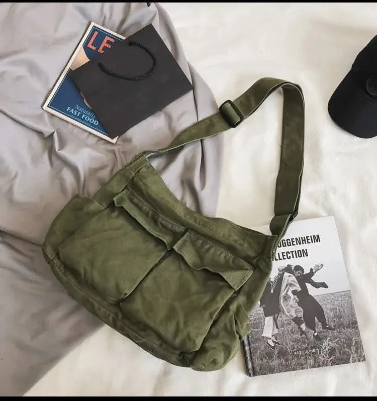 Women Vintage Handbag Canvas Teenager Shoulder Tote Bags Messenger Bags Ladies Casual Handbag Crossbody Purse - M & M Global