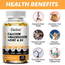 Calcium, Magnesium, Zinc + Vitamin D3 for Healthy Teeth, Bones and Muscles, Heart and Nervous System Health, Immune Function - M & M Global