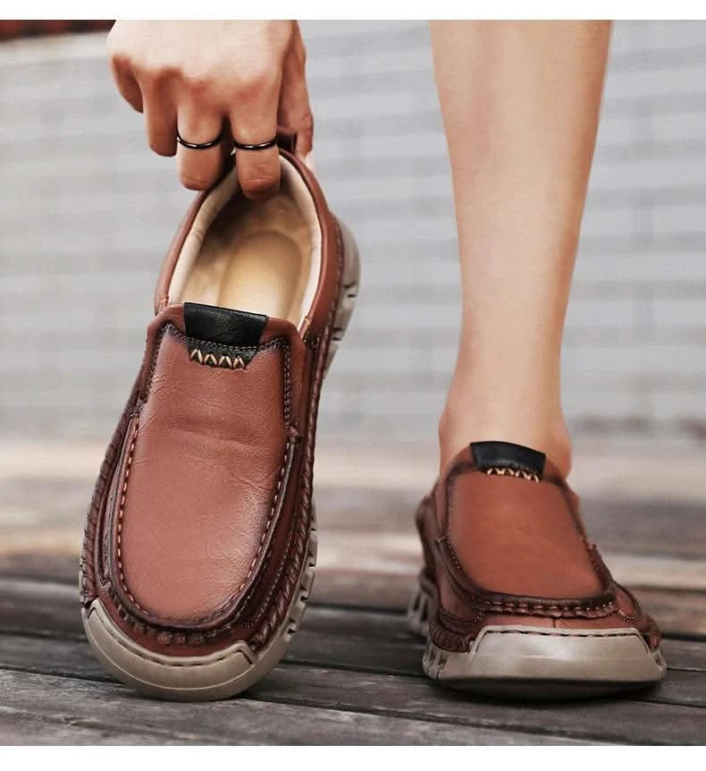 2024 Retro Loafer Genuine Split Leather Classic Shoes Sewing Comfortable Men Casual Slip-on Club Party Shoe Spring Summer - M & M Global