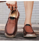 2024 Retro Loafer Genuine Split Leather Classic Shoes Sewing Comfortable Men Casual Slip-on Club Party Shoe Spring Summer - M & M Global