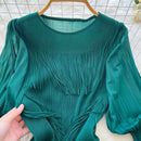 Vintage O-Neck Elegant Long Lantern Sleeve Chic Tassel Slim Long Dress French Fashion Evening High Street Autumn Winter Clothing - M & M Global