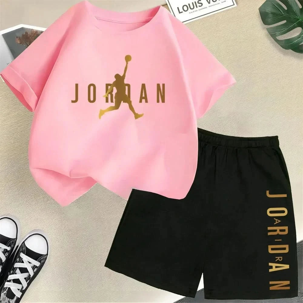 Hot Sales Summer Slam Dunk Master Pattern Print Children Short Sleeve T-shirt+Shorts 2pcs Set Kids Boy Girl Fashion Sportsuit - M & M Global