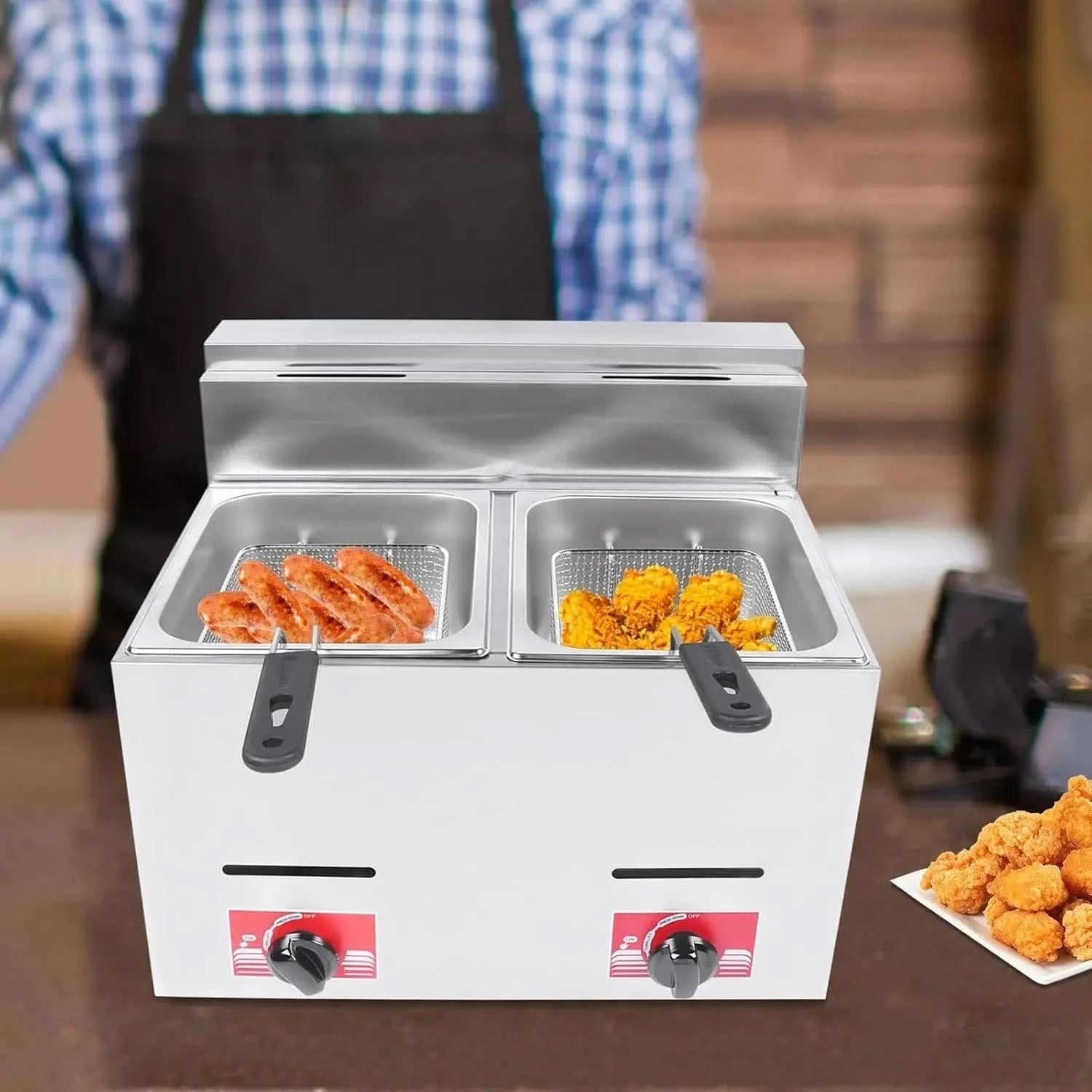 Propane Deep Fryer, Commercial Deep Fryer Propane Outdoor Fryers With Baskets Propane Stainless Steel Outdoor Fish Fryer for Hom - M & M Global