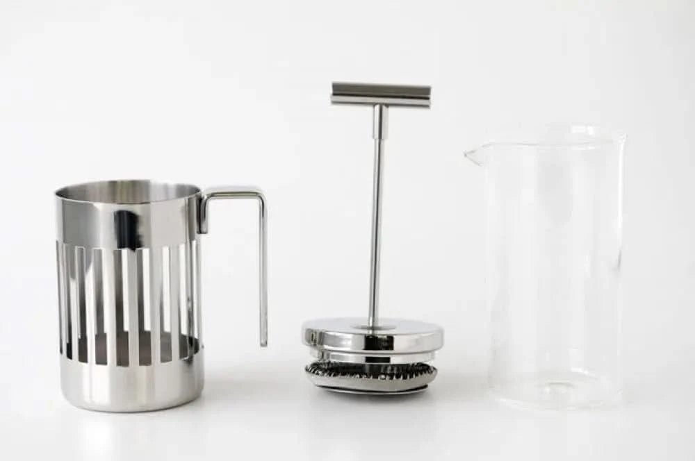9094/8 - Design Press Filter Coffee Maker, 18/10 Stainless Steel, Mirror Polished and Glass, 8 Cups,Silver - M & M Global