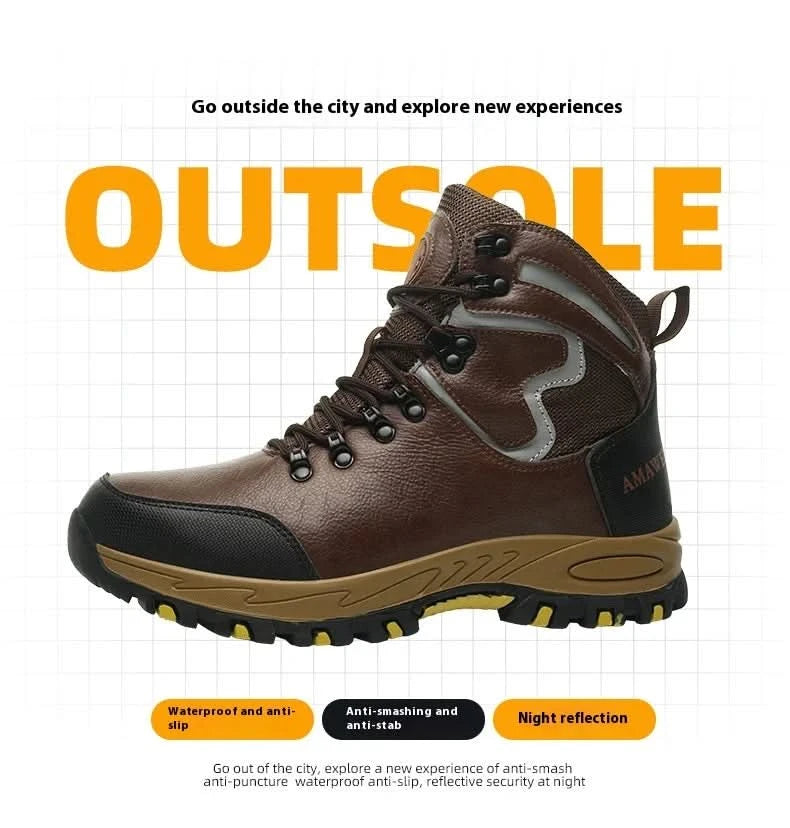 Widen Safety Boots Men Work Indestructible Shoes Climbing Boots Steel Toe Protective Boots Anti-smash Anti-puncture Safety Shoes