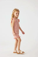 2024 Summer Hot selling Little Girl Daily Casual Clothing Minimalist Little Girl Polyester Set Cool Sleeveless Shorts Set Girl - M & M Global