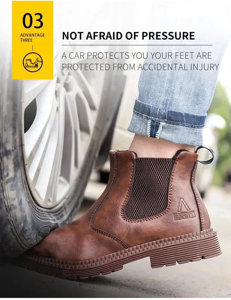 Industrial-Grade Steel Toe Boots Metatarsal Guard Triple Protection Men Work Boots Waterproof Construction Work Shoes Anti-smash