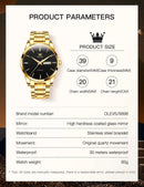 OLEVS Men Watches Waterproof Stainless Steel Quartz Male Wristwatch Gold Watch Fashion Luminous Luxury Calendar Business Clock - M & M Global