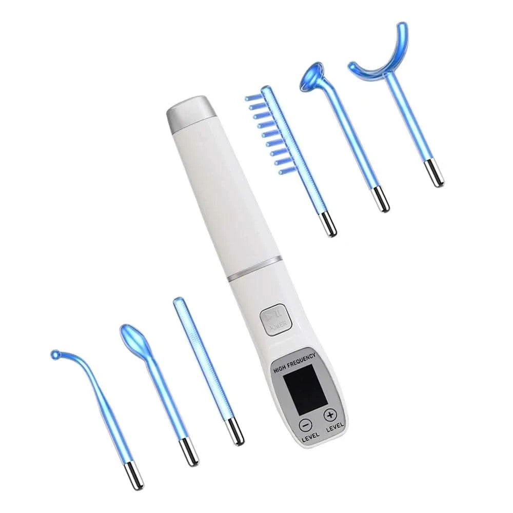 Blue High Frequency Facial Machine Screen Display Neon Electro Therapy Wand Glass Tube Anti Acne Spot Remove Skin Care Device - M & M Global