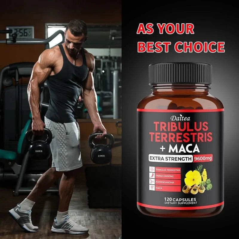 Daitea Tribulus + Maca Extract Capsules - Extra Strength 9600 Mg - Energy, Mood, Stamina and Immunity, Non-GMO - M & M Global