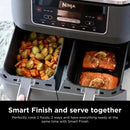 DZ201 Foodi 8 Quart 6-in-1 DualZone 2-Basket Air Fryer with 2 Independent Frying Baskets, Match Cook & Smart Finish to Roast, Br - M & M Global