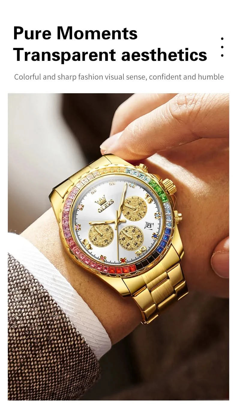 OLEVS 2939 Mens Watch Original Brand Quartz Watch Waterproof Luminous Watch For Men Multifunctional Chronograph Sport Date Reloj - M & M Global