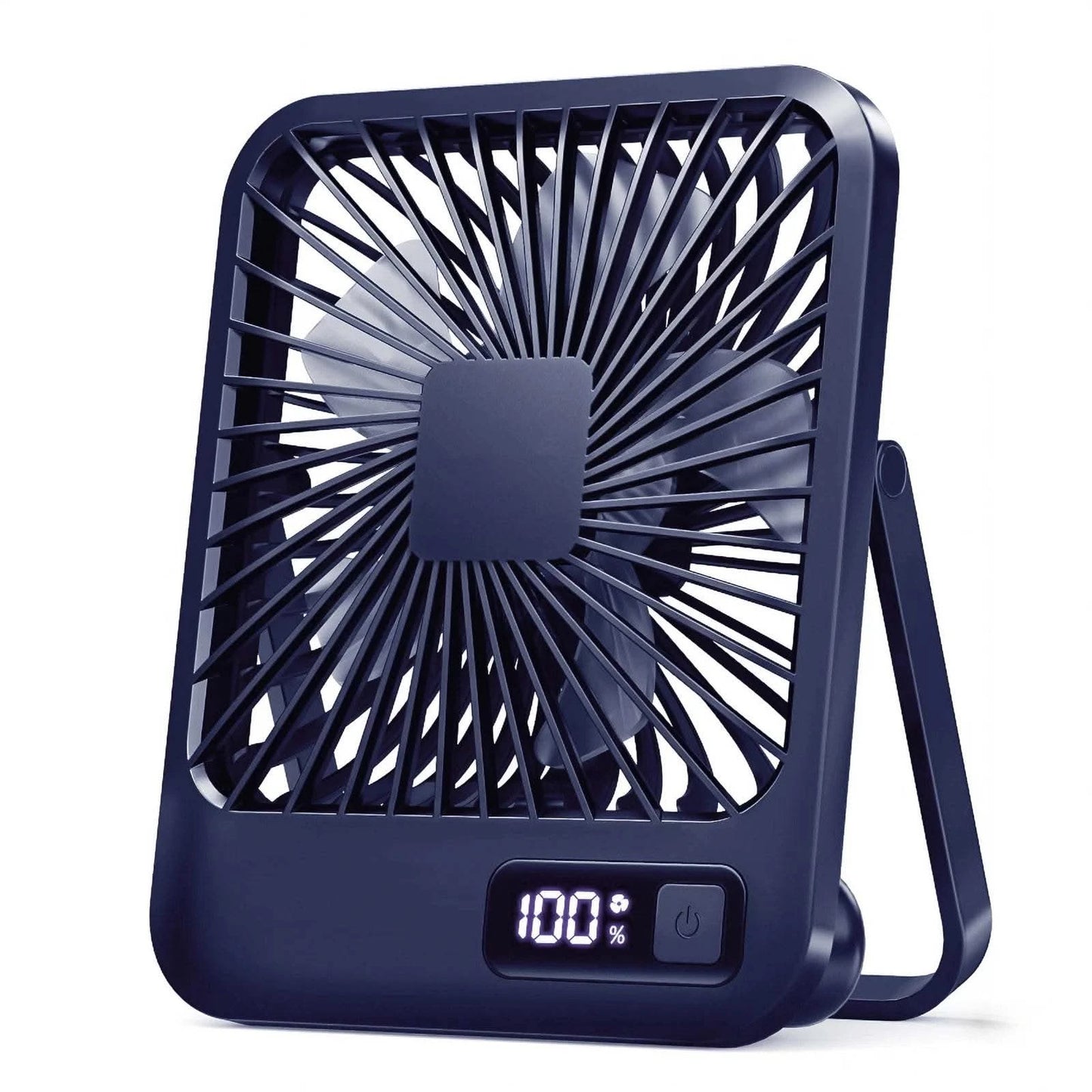 Desk Fan, Portable USB Rechargeable Fan, 180° Tilt Folding Personal Fan With Power Display, 5 Speeds Ultra Quiet Table Fan - M & M Global