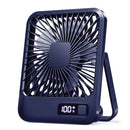 Desk Fan, Portable USB Rechargeable Fan, 180° Tilt Folding Personal Fan With Power Display, 5 Speeds Ultra Quiet Table Fan - M & M Global