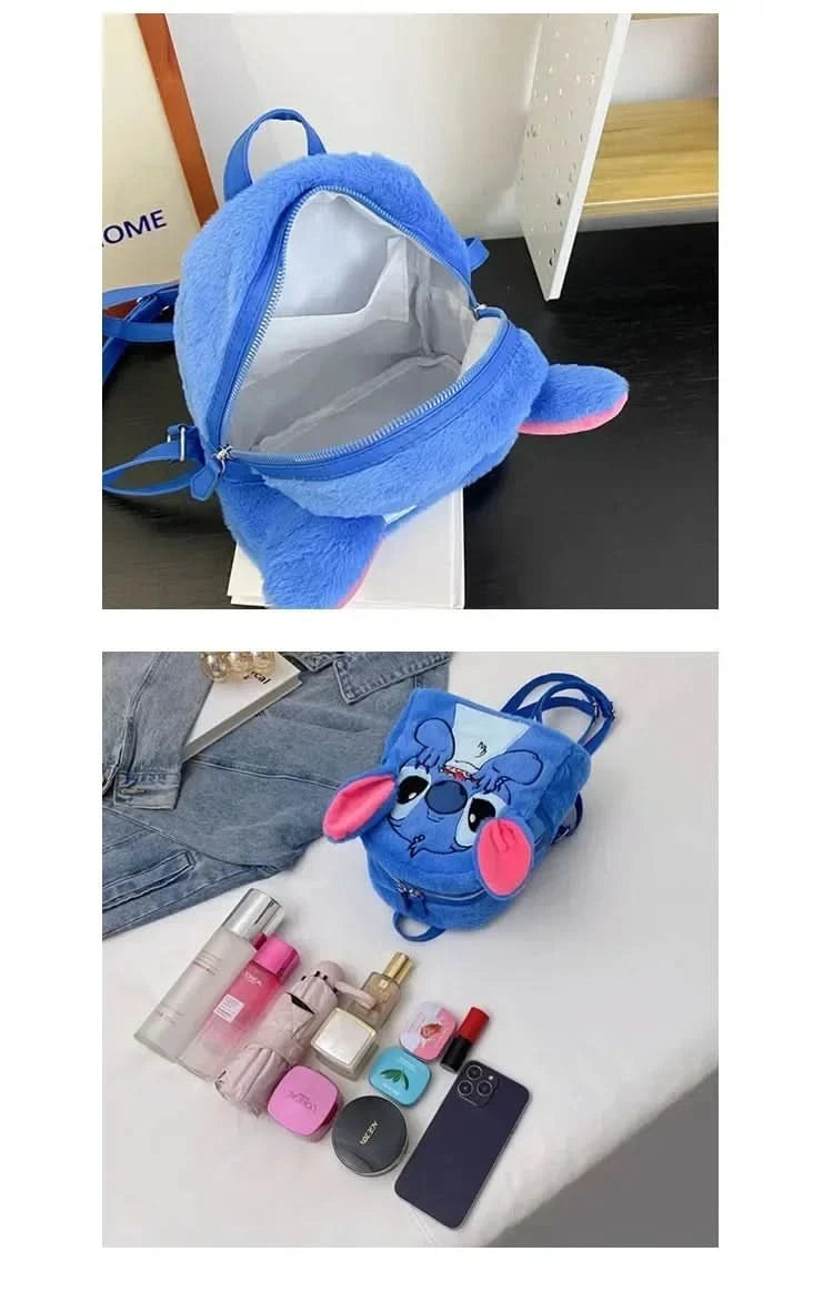 New Disney Plush Backpack Ins Japanese Blue Stitch Funny Cartoon Large-Capacity Student Backpack Kindergarten Bag Child Gift - M & M Global