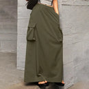 ZANZEA 2024 Vintage Cargo Maxi Skirts Women Elegant Loose Jupes Office Big Pockets Jupes Autumn Elastic Waist Skirts Streetwear