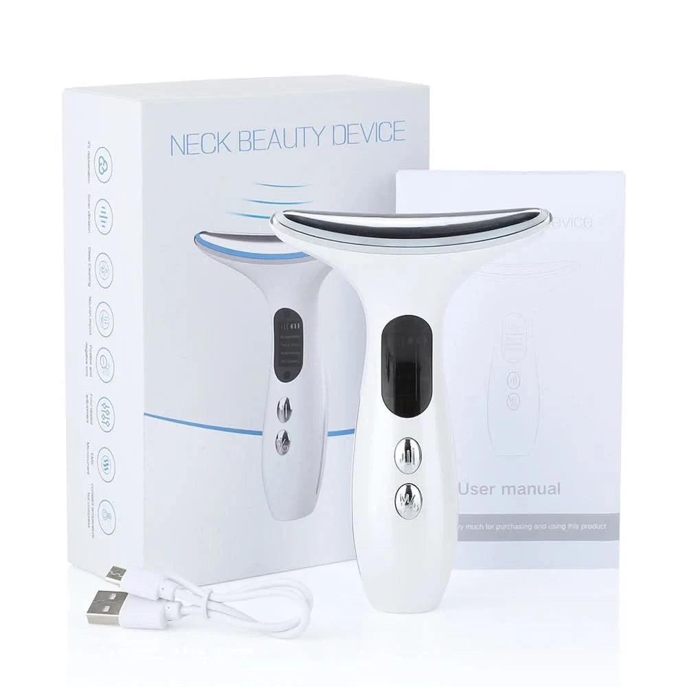 Neck Beauty Device EMS Microcurrent Chin Facial Lifting LED Firming Rejuvenation Anti Wrinkle Skin Care Face Massager - M & M Global