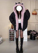 Y2K pilot double-sided jacket American hip-hop fashion antler street retro fur jacket men and women loose bulk jacket
