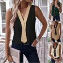 Elegant Women's Blouse Tees 2023 Summer Fashionable Style V-Neck Panel Sleeveless Top Lady Shirt S-XXXL - M & M Global