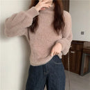 2025 Winter Imitate Mink Wool Hot Fleecing Female Turtleneck Elastic Casual Sweater Women Knitted Tops Pullovers Soft  Warm