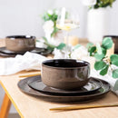Ceramic Dinnerware Sets for 8 Reactive Glaze Plates and Bowls Set with High Resistance to Chips and Cracks Fully Compatible wit