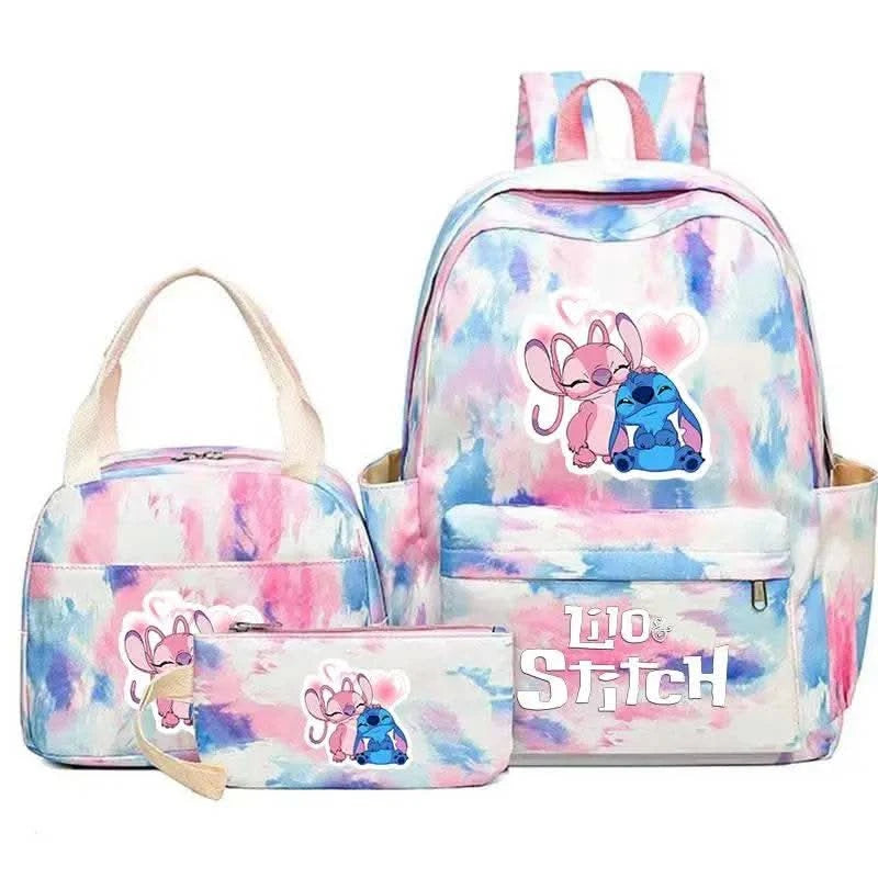 3Pcs Lilo Stitch Colorful Backpack Set With Tote and Pouch Large Capacity Lightweight And Breathable Outdoor Knapsack - M & M Global