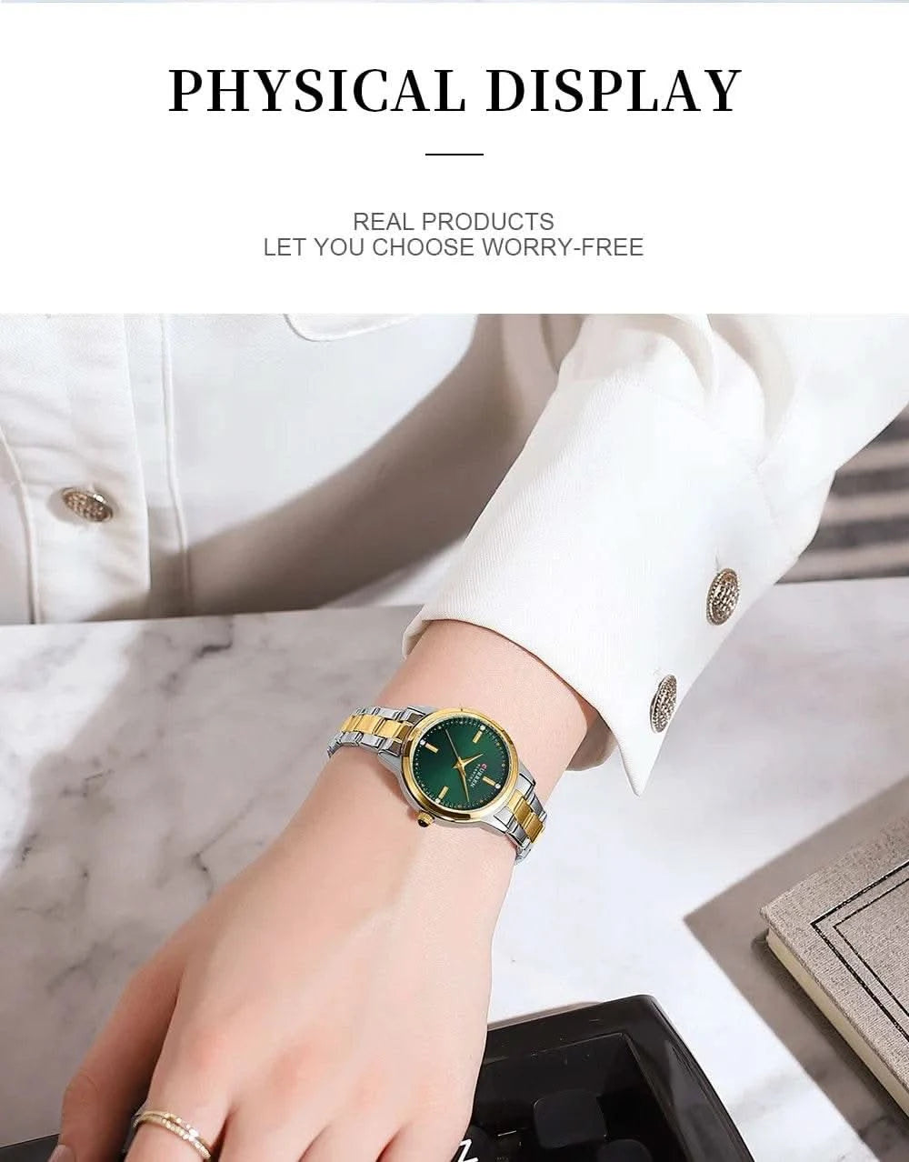 CURREN-Women's Simple Dial Wristwatch, Elegant and Charming Bracelet Quart Watches for Lady, Fashion Brand - M & M Global