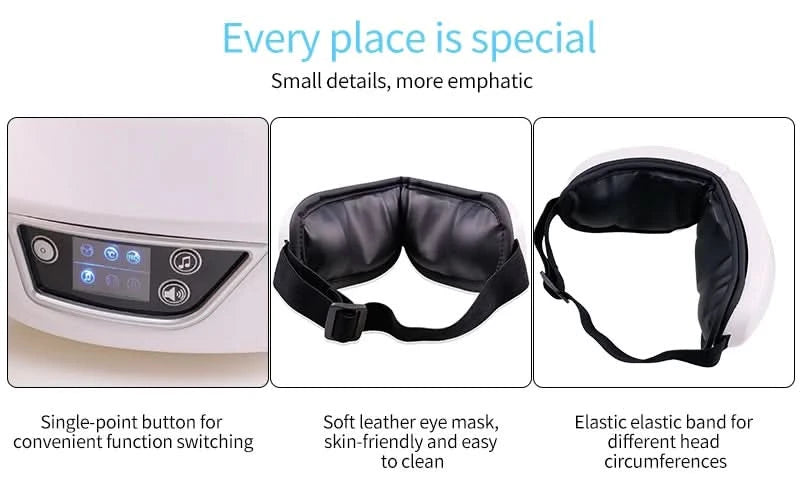 Smart Eye Massager Rechargeable Eye Mask For Dark Circles, Puffiness Dry Eyes Fatigue Relief Perfect For Sleep & Travel - M & M Global