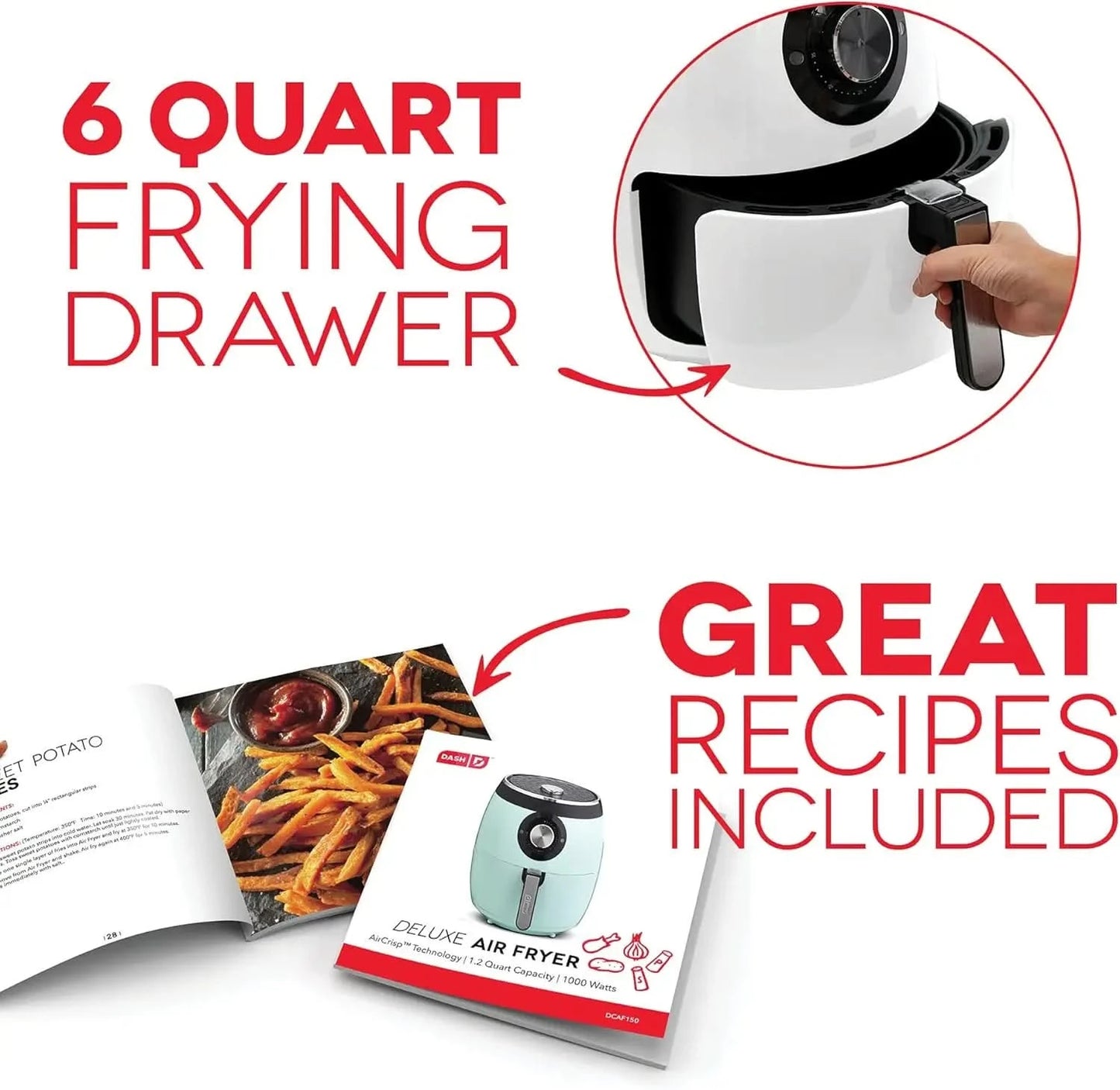 Deluxe Electric Air Fryer + Oven Cooker with Temperature Control, Non-stick Fry Basket, Recipe Guide + Auto Shut Off Feature, 17 - M & M Global