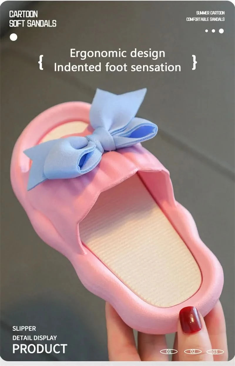 Summer New Kids Home Shoes Anti Slip Soft Sole Girls Bath Slipper Cartoon Cute Flower Bow Princess Slippers Children Beach Shoes - M & M Global
