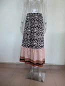 boho print maxi skirt women fashion high waist 3D printting long dress casual loose summer high waist skirts for women 2024 - M & M Global