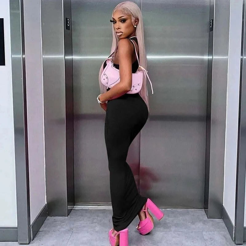 Dulzura Women Fashion 2024 Autumn Sleeveless Club Streetwear Bodycon Pink Pencil Long Dress Wholesale Items For Business - M & M Global