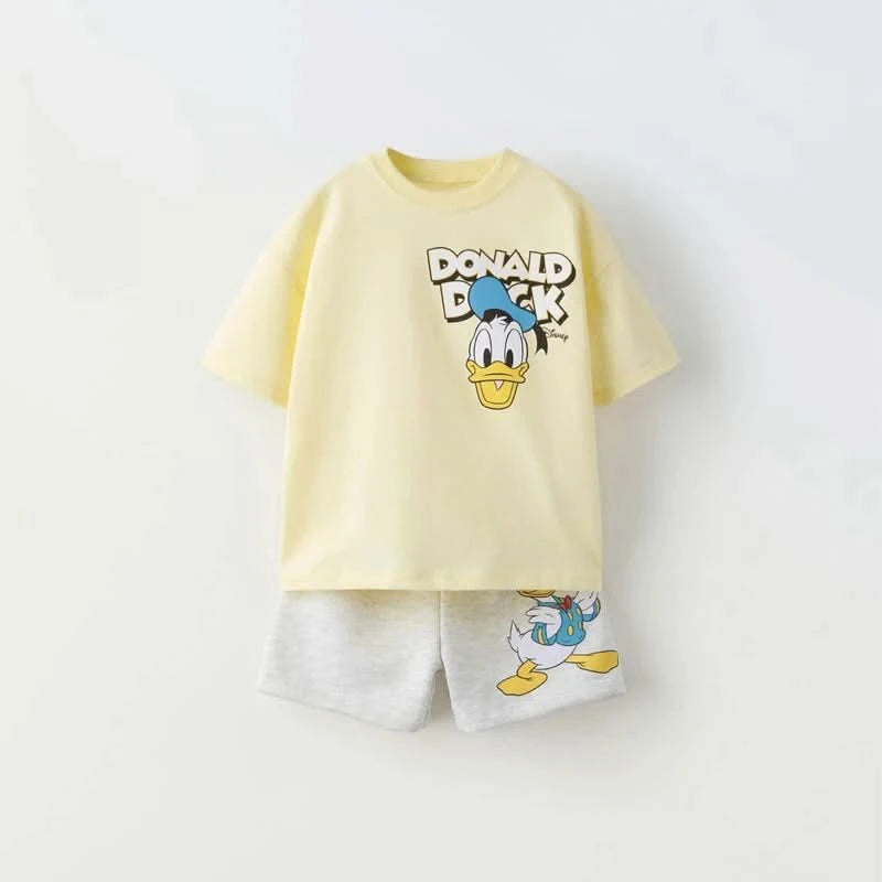 Cartoon Suits New Short Sleeve Outfits New Trendy Casual Costume For Boys Child 2025 Summer Wear Cute Round Neck TShirt+Shorts - M & M Global