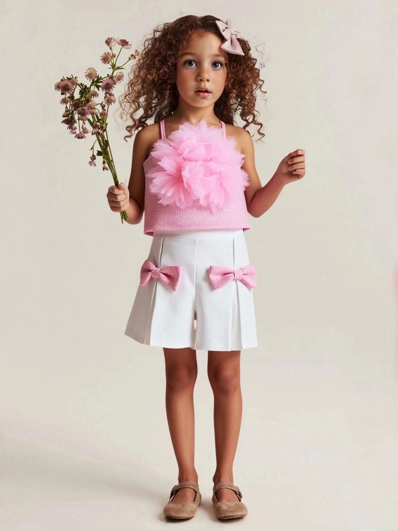 Children Clothing Summer Girl's Pink Outfit Sets Lace Mesh Flower Vest & shorts Pants Kids Clothes Girl's Elegant Sets For 1-6Y - M & M Global