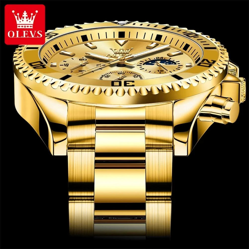 OLEVS Watches For Men Classic with Date Dress Luxury Big Face Waterproof Luminous Men's Wrist Watch Stainless Steel Men Watch - M & M Global